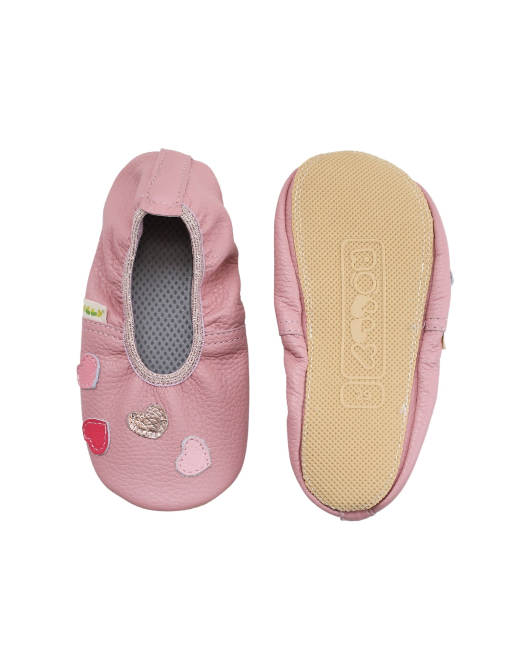 Rolly usnjeni solski barefoot bosonogi copati hearts 1